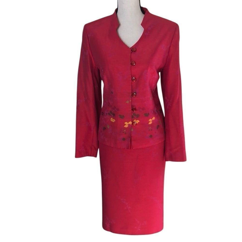 Vintage Gerard Pasquier Raspberry Made in France Two Piece Suit Size 42  Artsy